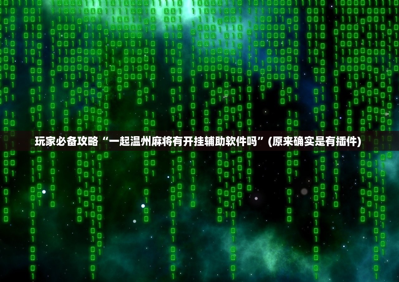 玩家必备攻略“一起温州麻将有开挂辅助软件吗”(原来确实是有插件) 