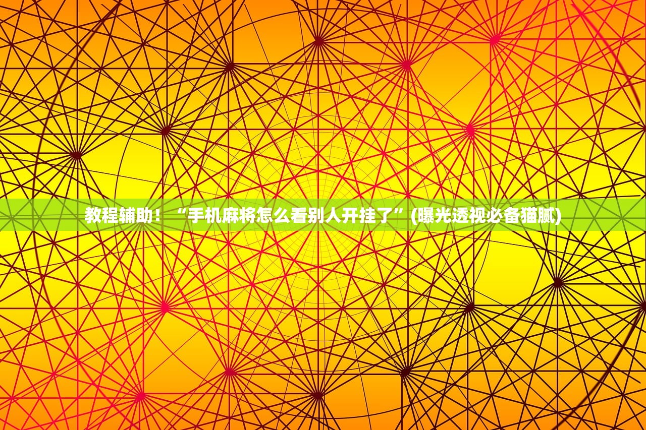 教程辅助！“手机麻将怎么看别人开挂了	”(曝光透视必备猫腻)