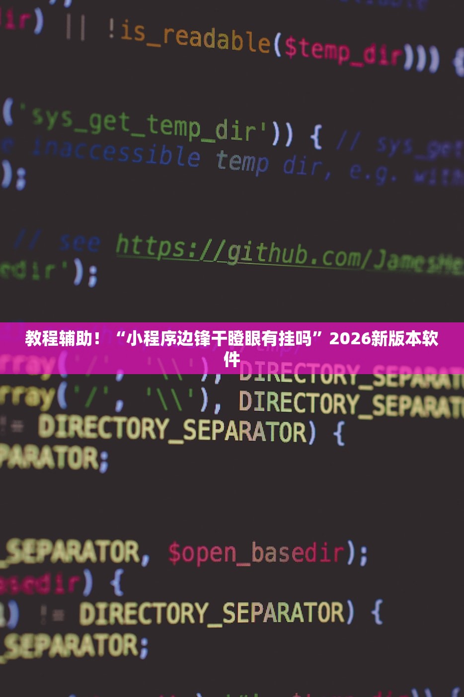 教程辅助！“小程序边锋干瞪眼有挂吗”2026新版本软件